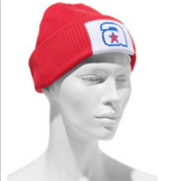 ALEXANDER WANG Star A Ribbed Knit Beanie Hat - Women’s One Size - NEW main image 2